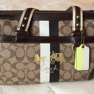 Authentic COACH Signature Stripe Bag Purse